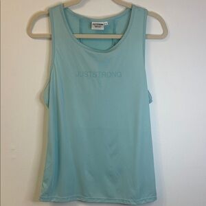 Just Strong Light Blue Tank Top Size Large PTP 19”-22”
